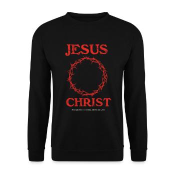 Jesus Christus Hat Gott An Die Erste Stelle - Unisex Pullover - Schwarz - Vorne - Alina (178cm) & Michal (187cm)