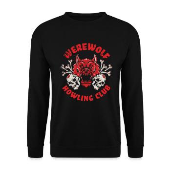 Werewolf Howling Club Skull Design Für Wölfe Fans - Unisex Pullover - Schwarz - Vorne - Alina (178cm) & Michal (187cm)