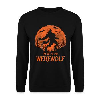 Je suis avec le Werewolf Red Moon Design for Wolves - Sweat-shirt Unisexe - noir - Devant - Alina (178cm) & Michal (187cm)