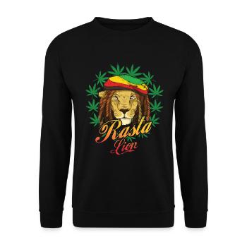 Rasta Lion Reggae Style Design pour la musique reggae - Sweat-shirt Unisexe - noir - Devant - Alina (178cm) & Michal (187cm)