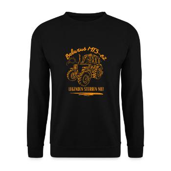 Belarus MTS-82 / DDR Landmaschinen - Unisex Pullover - Schwarz - Vorne - Alina (178cm) & Michal (187cm)
