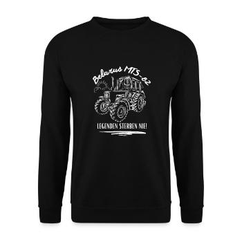 Belarus MTS-82 / DDR Landmaschinen - Unisex Pullover - Schwarz - Vorne - Alina (178cm) & Michal (187cm)