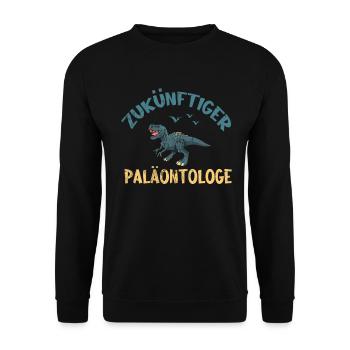 Zukünftiger Paläontologe, Dinosaurier - Unisex Pullover - Schwarz - Vorne - Alina (178cm) & Michal (187cm)