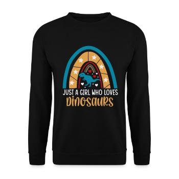 Nur Ein Mädchen, Das Dinosaurier-design Für Dino - Unisex Pullover - Schwarz - Vorne - Alina (178cm) & Michal (187cm)
