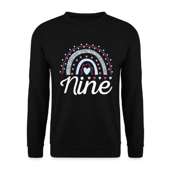 Neun Leoparden-regenbogen-design Für 9. - Unisex Pullover - Schwarz - Vorne - Alina (178cm) & Michal (187cm)
