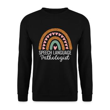 Speech pathologist design for language - Unisex Sweatshirt - black - Front - Alina (178cm) & Michal (187cm)