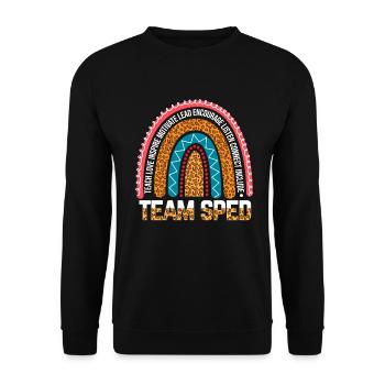 Team Sped Design Für Sonderschullehrer - Unisex Pullover - Schwarz - Vorne - Alina (178cm) & Michal (187cm)
