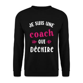 Une Coach qui déchire Femme Sportif Cadeau Humour - Sweat-shirt Unisexe - noir - Devant - Alina (178cm) & Michal (187cm)