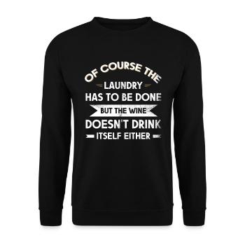 Wine-fan-drinking lover design For scrubbers - Unisex Sweatshirt - black - Front - Alina (178cm) & Michal (187cm)