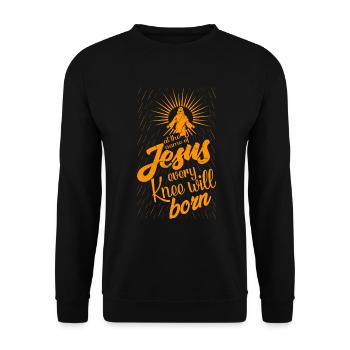 Par le nom de Jésus, tous les genoux se plieront - Sweat-shirt Unisexe - noir - Devant - Alina (178cm) & Michal (187cm)