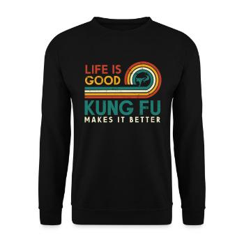 La vie est bonne Kung Fu le rend meilleur pour Kung - Sweat-shirt Unisexe - noir - Devant - Alina (178cm) & Michal (187cm)