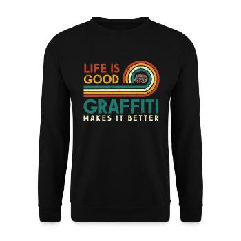Life is good geometry makes it better - Unisex Sweatshirt - black - Front - Alina (178cm) & Michal (187cm)