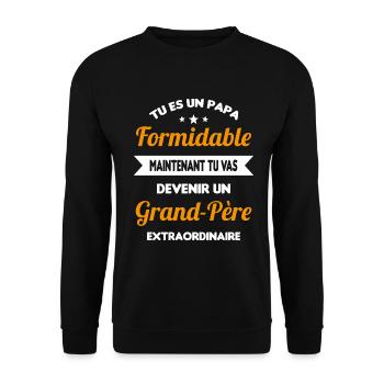 Futur grand-père cadeau annonce de grossesse - Sweat-shirt Unisexe - noir - Devant - Alina (178cm) & Michal (187cm)