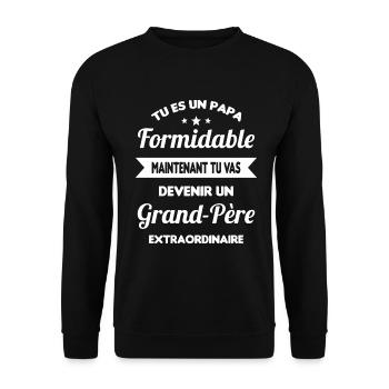 Futur grand-père cadeau annonce de grossesse - Sweat-shirt Unisexe - noir - Devant - Alina (178cm) & Michal (187cm)