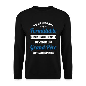 Futur grand-père cadeau annonce de grossesse - Sweat-shirt Unisexe - noir - Devant - Alina (178cm) & Michal (187cm)