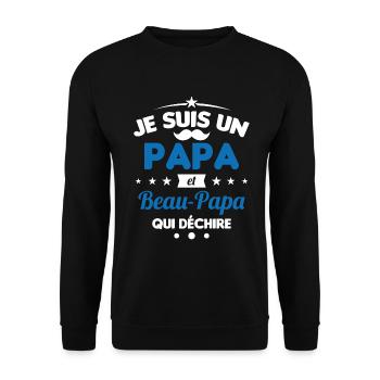 je suis un papa et beau-papa qui déchire - Sweat-shirt Unisexe - noir - Devant - Alina (178cm) & Michal (187cm)