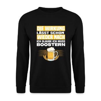 Ich Glaube Ich Muss Boostern Lustiger Bier Spruch - Unisex Pullover - Schwarz - Vorne - Alina (178cm) & Michal (187cm)