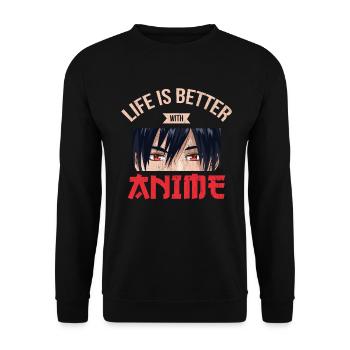 Life Is Better with Anime Design For Japanese - Unisex Sweatshirt - black - Front - Alina (178cm) & Michal (187cm)
