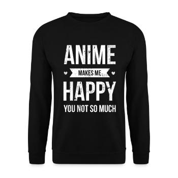 L’anime me rend heureux, pas tellement pour - Sweat-shirt Unisexe - noir - Devant - Alina (178cm) & Michal (187cm)