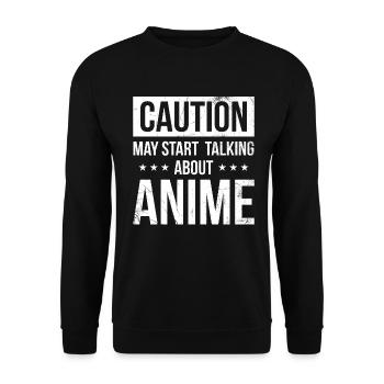 Caution Can Start Talking About Anime - Unisex Sweatshirt - black - Front - Alina (178cm) & Michal (187cm)