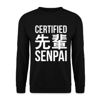 Zertifiziertes Senpai-design Für Japanische - Unisex Pullover - Schwarz - Vorne - Alina (178cm) & Michal (187cm)