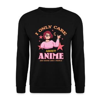Ich Interessiere Mich Nur Für Anime Und Mag - Unisex Pullover - Schwarz - Vorne - Alina (178cm) & Michal (187cm)