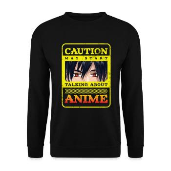 Caution Can Start Talking About Anime - Unisex Sweatshirt - black - Front - Alina (178cm) & Michal (187cm)
