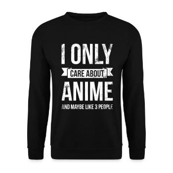 Ich Interessiere Mich Nur Für Anime Und Mag - Unisex Pullover - Schwarz - Vorne - Alina (178cm) & Michal (187cm)