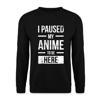Ich Habe Meinen Anime Angehalten, Um Hier Design - Unisex Pullover - Schwarz - Vorne - Alina (178cm) & Michal (187cm)