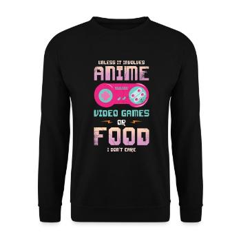 Es Sei Denn, Es Handelt Sich Um Anime-videospiele - Unisex Pullover - Schwarz - Vorne - Alina (178cm) & Michal (187cm)