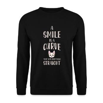 Ein Lächeln Ist Eine Kurve, Die Alles Ins Lot - Unisex Pullover - Schwarz - Vorne - Alina (178cm) & Michal (187cm)