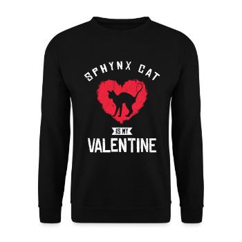 Sphynx-katze Ist Mein Valentinsgruß-herz-design - Unisex Pullover - Schwarz - Vorne - Alina (178cm) & Michal (187cm)