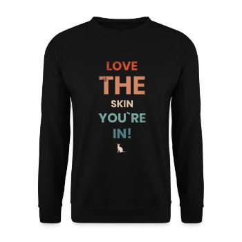 Aimez la peau de vous pour Sphynx Cat - Sweat-shirt Unisexe - noir - Devant - Alina (178cm) & Michal (187cm)