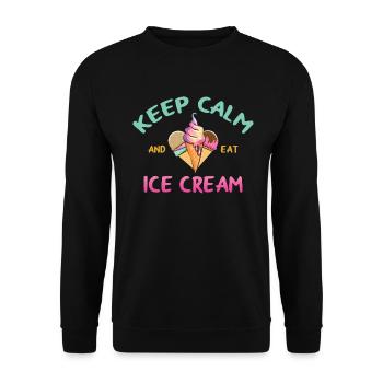 Bewahren Sie Ruhe Und Essen Sie Eis Für Gefrorenen - Unisex Pullover - Schwarz - Vorne - Alina (178cm) & Michal (187cm)