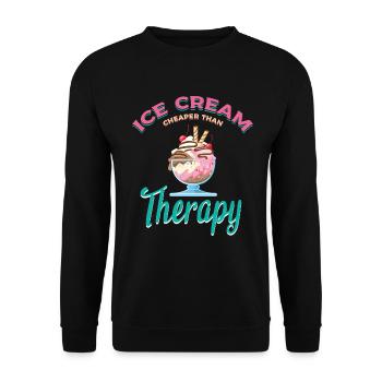 Eiscreme Billiger Als Therapie Für Gefrorene - Unisex Pullover - Schwarz - Vorne - Alina (178cm) & Michal (187cm)