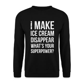 Ich Lasse Eiscreme Verschwinden, Was Sie Für - Unisex Pullover - Schwarz - Vorne - Alina (178cm) & Michal (187cm)