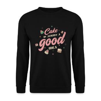 Kuchen Ist Immer Eine Gute Idee Zum Bäcker Oder - Unisex Pullover - Schwarz - Vorne - Alina (178cm) & Michal (187cm)