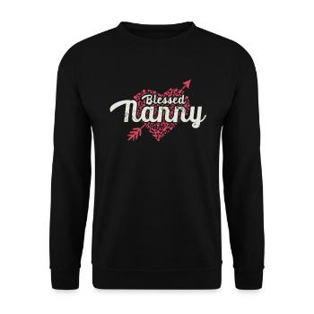 Gesegnete Nanny Für Großmutter Oma - Unisex Pullover - Schwarz - Vorne - Alina (178cm) & Michal (187cm)