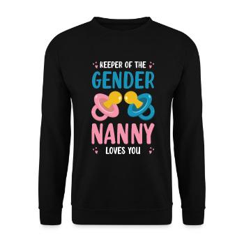 Keep The Gender, Nanny Loves You For - Unisex Sweatshirt - black - Front - Alina (178cm) & Michal (187cm)