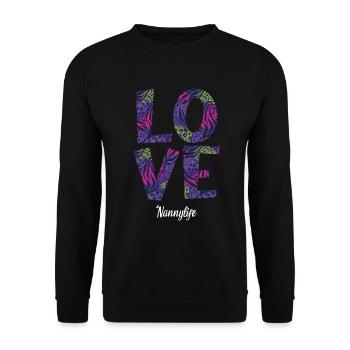 Liebe Nanny Life Für Großmutter Oma - Unisex Pullover - Schwarz - Vorne - Alina (178cm) & Michal (187cm)