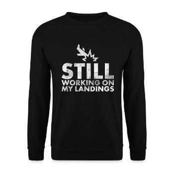 I'm Still Working on My Landing Design - Unisex Sweatshirt - black - Front - Alina (178cm) & Michal (187cm)