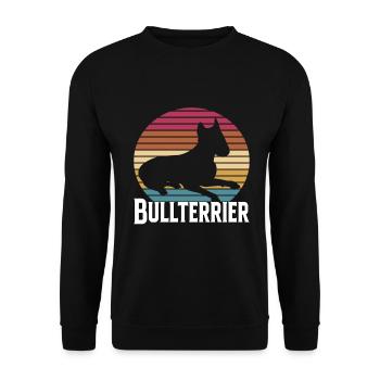 Bullterrier Hund - Unisex Pullover - Schwarz - Vorne - Alina (178cm) & Michal (187cm)