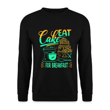 Mangez des gâteaux pour le petit-déjeuner pour les boulangers ou - Sweat-shirt Unisexe - noir - Devant - Alina (178cm) & Michal (187cm)