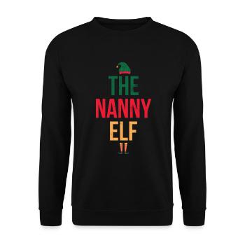 Das Nanny Elf Design Für Großmutter Oma - Unisex Pullover - Schwarz - Vorne - Alina (178cm) & Michal (187cm)