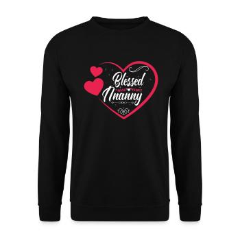 Gesegnete Nanny Für Großmutter Oma - Unisex Pullover - Schwarz - Vorne - Alina (178cm) & Michal (187cm)