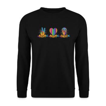 Friedensliebes-eiscreme Für Gefrorenen Süßen Fan - Unisex Pullover - Schwarz - Vorne - Alina (178cm) & Michal (187cm)