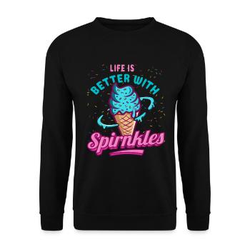 Das Leben Ist Besser Mit Spirnkles Für Gefrorenen - Unisex Pullover - Schwarz - Vorne - Alina (178cm) & Michal (187cm)