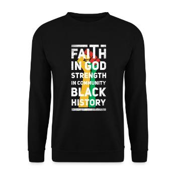 Faith in God, strength in the community, - Unisex Sweatshirt - black - Front - Alina (178cm) & Michal (187cm)