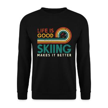 La vie est bonne le ski en fait un meilleur design - Sweat-shirt Unisexe - noir - Devant - Alina (178cm) & Michal (187cm)