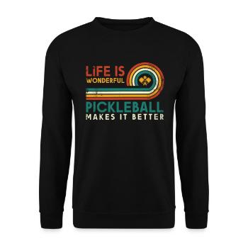Das Leben Ist Erstaunlich, Pickleball Macht Es - Unisex Pullover - Schwarz - Vorne - Alina (178cm) & Michal (187cm)